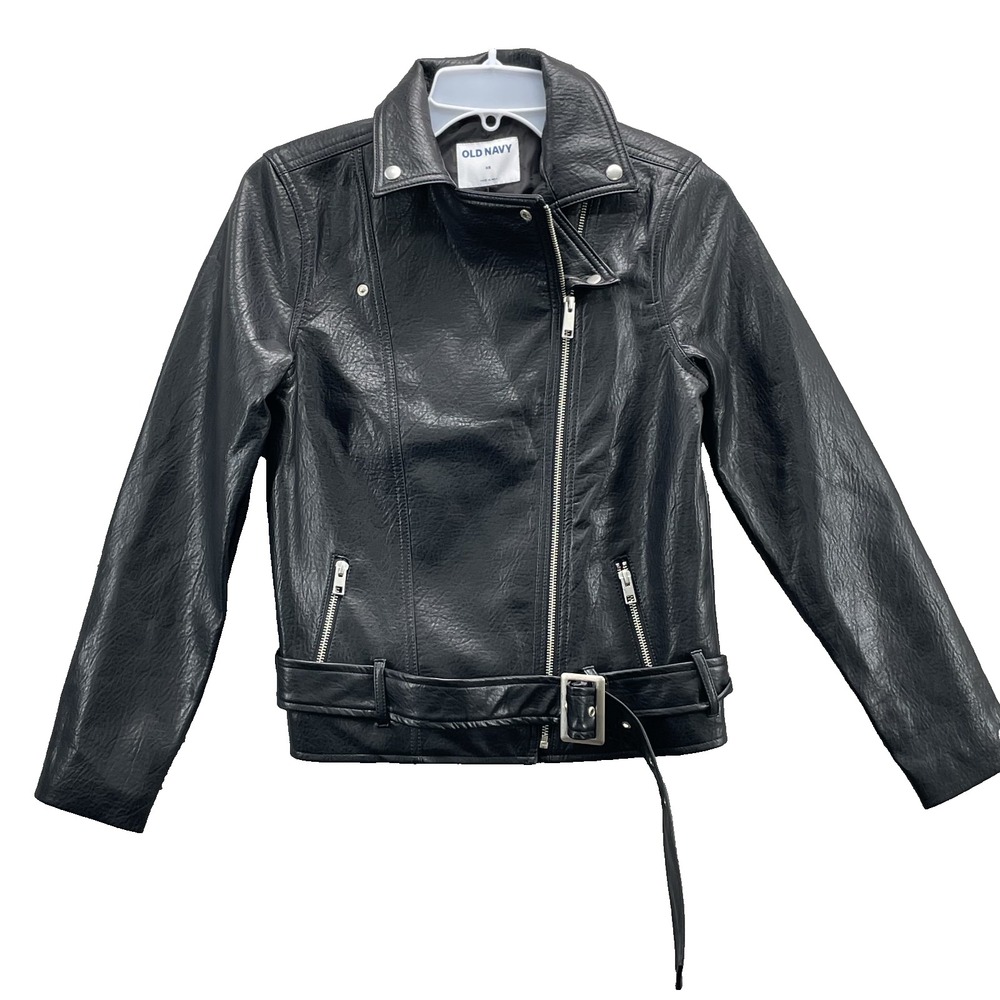 Old Navy Moto Jacket Women XS Y2k Vegan Leather Grunge Biker Chic Punk 90s Retro